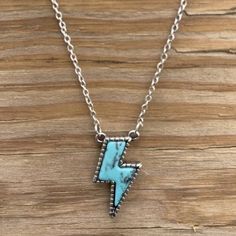 Brand New Lighting Bolt Necklace Turquoise Lightning Bolt, Lighting Bolt, Blue Lighting, Lightning Bolt, Turquoise Jewelry, Christmas List, Blue And Silver, Womens Jewelry Necklace, Color Blue