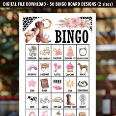 a printable poster with the words bingo on it