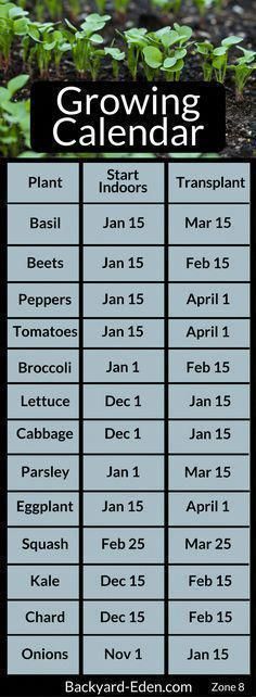 the growing calendar is shown with plants and flowers in it's garden bedding