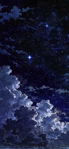 the night sky is full of stars and clouds