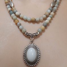 New Multi Color Amazonite Beaded Layered Necklace (18-20 Inches) In Silvertone 203.00 Ctw. Cross Pendent, Brown Beaded Necklace, Tassel Necklace Boho, Beautiful Beaded Necklaces, Black Pearl Necklace, Beautiful Gold Necklaces, Crystal Heart Pendant, Necklace Ideas, Turtle Necklace