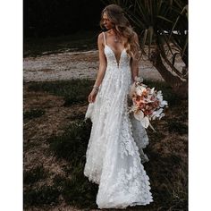 Silhouette:A-Line; Hemline / Train:Court Train; Closure:Backless; Fully Lined:Yes; Built-In Bra:Yes; Wedding Events:Beach; Embellishment:Split Front,Appliques; Season:Spring  Summer; Fabric:Lace; Sleeve Length:Spaghetti Strap; Tips:Professional dry cleaner only,Colors may vary slightly due to different monitor settings; Boning:Yes; Style:Boho,Sexy; Waistline:Natural; Neckline:Camisole,Sweetheart; Brand:LAN TING Express; Front page:Wedding Dresses; Listing Date:01/17/2023; Bust:; Hips:; Hollow to Split Wedding Dress, Long Bridal Gown, Boho Wedding Dresses, Lace Applique Wedding Dress, Boho Bridal Gowns, Neck Wedding Dress, Beach Wedding Dress Boho, Lace Beach Wedding Dress, Applique Wedding