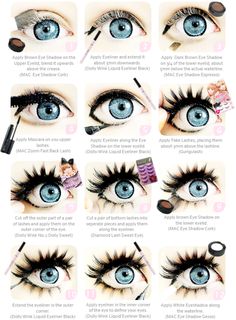 "Doll" inspired eye makeup..which is more like a Halloween idea lol Anime Make-up, Carnaval Make-up, Best Korean Makeup, Makeup For Small Eyes, Make Up Diy, Anime Eye Makeup, Drag Make-up