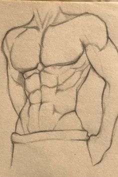 a pencil drawing of a man's torso