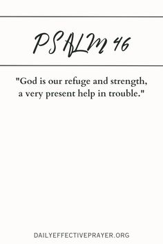 the text on top of a white card reads, god is our refuge and strength, a very present help in trouble