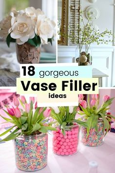 Looking for some DIY vase filler ideas? These ideas are perfect for everyday, weddings, Christmas, farmhouse decor, and more! #vases #vasefillers #diy #tallvases #Christmas #spring #weddingdecor Glass Vase Filler Ideas, Jar Filler Ideas, Vase Fillers Diy, Vase Filler Ideas, Spring Vases, Jar Fillers, Filled Vases, Large Glass Vase, Glass Vase Decor