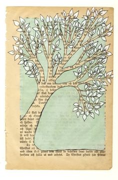 a book page with a tree on it