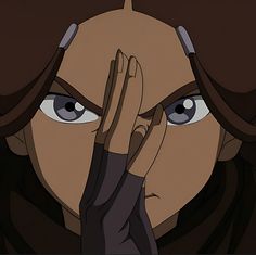 an animated image of a woman covering her face with both hands and looking at the camera