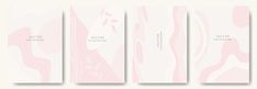 three pink and white business cards with abstract shapes