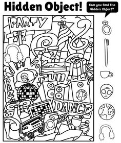 a coloring page with the words hidden object