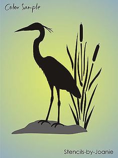 an image of a bird that is standing in front of some plants and water reeds