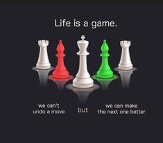 a group of chess pieces with the words life is a game