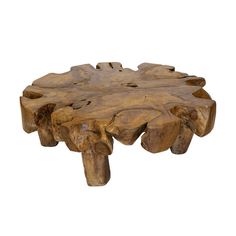 a wooden table that is made out of wood and has holes in the middle on it