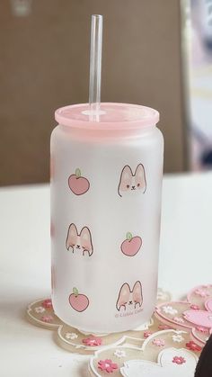 "❥  please read  ❥ This is a pre-order item. Packages are expected to ship out in November. ❥  description  ❥ Each glass tumbler is hand sublimated with a cute corgi print. You can use this glass for iced coffee, juice, milk, any cold drinks that you fancy! The cups come with a mold-safe plastic lid with silicone stoppers so it is leak resistant. The sublimated designs are hand applied, so there may be slight variations in each item. ❥ materials ❥   hand sublimation print frosted glass plastic l Corgi Print, Peach Items, Aesthetic Tumbler, Kawaii Mug, Kawaii Coffee, Kawaii Cups, Dream Ideas, Cute Coffee Cups, Pastel Girl