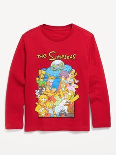 crew neck long sleeves licensed graphic at front THE SIMPSONS™ by Matt Groening; ™ & © 20th Television relaxed fit hits below waistmachine wash according to the care instruction label  . Best Holiday gift for , perfect T Shirts for Christmas! Matt Groening, Boys Graphic Tee, Family Pajamas, The Simpsons, Toddler Boys, Holiday Fun, Old Navy, Graphic T Shirt, Gender Neutral