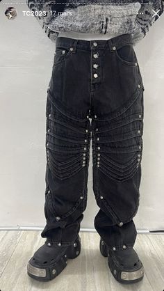 Denim Techwear Bottoms With Multiple Pockets, Jeans Texture, Techwear Denim Jeans For Streetwear, Techwear Denim Pants With Multiple Pockets, Denim Tripp Pants, Techwear Streetwear Denim Jeans, Ripped Biker Jeans, Crazy Pants, Goth Streetwear