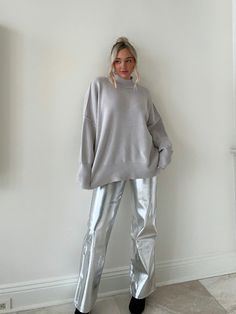 Details: Metallic pants Wide leg Belt loops Size + Fit: Model is 5'4 Wearing size medium Fabric + Care: 80% PU 20% polyester Shipping + Return: THIS ITEM IS NOT ELIGIBLE FOR RETURN Free US ground shipping on orders $100+ We offer free returns and a refund in the form of store credit with items not worn within 10 days of delivery For more info on returns visit our returns page Luxury Metallic Pants For Spring, Luxury Silver Bottoms For Summer, Luxury Silver Chic Bottoms, Luxury Shiny Silver Bottoms, Sequence Pants Silver, Metallic Pants Nordstrom, Luxury Metallic Bottoms For Night Out, Gray Metallic Jogger Pants, Cheap Metallic Pants For Party