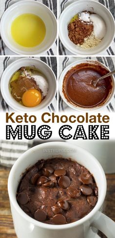 keto chocolate mug cake with ingredients to make it