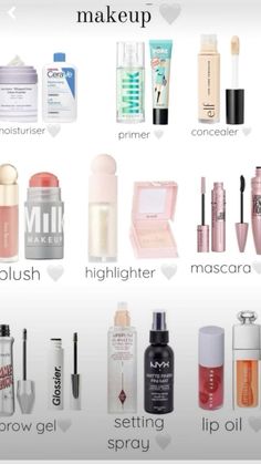 Clean Girl Makeup Essentials, Cleam Girl Aestetic, Makeup Routine Clean Girl, Simple Makeup Items, Make Up Essentials 2023, Makeup To Get For Christmas, Glow Up Items, Clean Girl School Bag, Natural Makeup Essentials