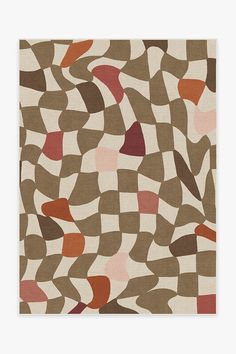 an abstract pattern in brown, pink and white on a beige background with red accents