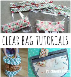 the instructions for how to make clear bag purses with fabric and plastic wrappers