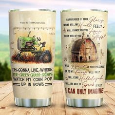 two tumblers with farm sayings on them