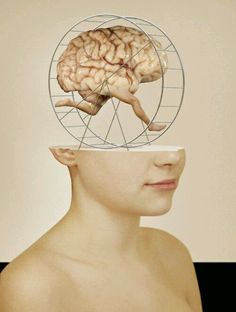 a woman's head is shown with a wire structure over her face and the brain