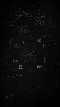 the blackboard has many different symbols on it