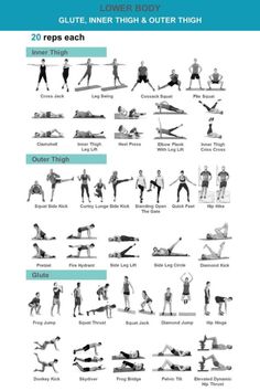 an exercise poster showing the different exercises to do with your legs and arms, including