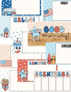 an american flag themed printable with the words good morning