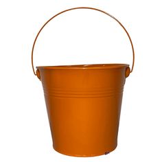 an orange metal bucket on a white background