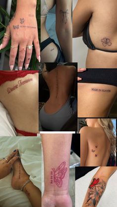 many different pictures of women with tattoos on their bodies