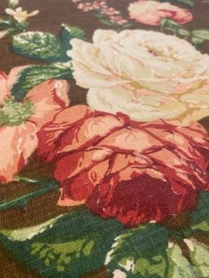 a close up view of a flowered fabric