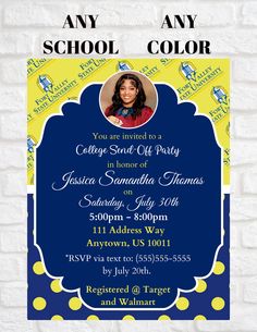 an image of a school graduation party flyer with a photo on the front and back