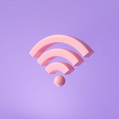 a wifi symbol floating in the air on a purple and pink background with no clouds