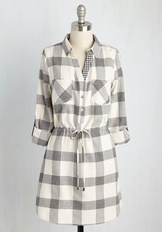 cotton shirt dress! Retro Vintage Dresses, Plaid Dress Shirt, Stylish Dress Designs, Mod Dress, Festival Dress, Girls Fashion Clothes, Mid Length Dresses, Long Sleeve Shirt Dress, Plaid Print