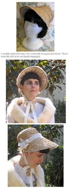 Lily of the Valley: Tutorial: Straw Bonnet Diy Bonnet, Straw Bonnet, Pioneer Costume, Doll Hats