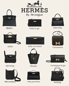 N Vogue🤍 on Instagram‎: "Hermes bags 🤍. شنط هيرميز 😍في انواع اكثر بس حطيت الشنط المطلوبه 🤍اي وحده تفضلون؟ واي وحده في الوش لست🥰؟"‎ Luxury Bag Brands, Classy Purses, Expensive Bag, Mode Tips, My Style Bags, Bag Names, Luxury Bags Collection, Purse Brands, Handbag Heaven