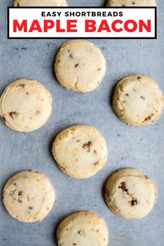 an easy shortbread recipe made with maple bacon and chocolate chip cookies on a baking sheet