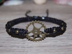 "Steampunk Bracelet,Gear Wheel Charm Bracelet,Cogwheel,Unisex,Bicycle Sprocket Bracelet,Cycling Gear Bracelet,Drawstring Bracelet,Men,Women The bracelet in the picture shown is 7\" size which fits an average wrist, please select your size from the drop down menu at checkout I will custom make your order, any questions please feel free to contact message me anytime, thank you very much. * * * * * * * * * * * * * * * * * * * * * * * * * * * * * * * * * * CHOOSING SIZE: Sizes are actual wrist measu Steampunk Armband, Crafting Activities, Purple Crystal Bracelet, Mens Choker Necklace, Surfer Jewelry, Steampunk Bracelet, Steampunk Leather, Gear Wheels, Buddha Bracelets