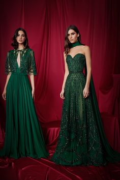 Green Gowns, Zuhair Murad Dresses, Zuhair Murad Haute Couture, Fall 2023 Ready To Wear, 2023 Ready To Wear, Column Dress, Zuhair Murad, Couture Gowns