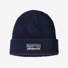 The Kids’ Logo Beanie keeps noggins warm and comfortable in cooler temps. 100% recycled polyester yarn provides no-itch comfort for all-day wear on the slopes. Classic cuffed-beanie styling: rib-knit cuff fits snugly around ears. Features original artwork by Patagonia and Jeff Canham. Fair Trade Certified™ sewn. | Patagonia Kids' Logo Beanie in New Navy, Recycled Polyester/Pfas Patagonia Beanie, Patagonia Hat, Patagonia Logo, Toddler Outdoor, 50% Logo, Patagonia Kids, Kids Logo, Polyester Yarn, Kids Hats