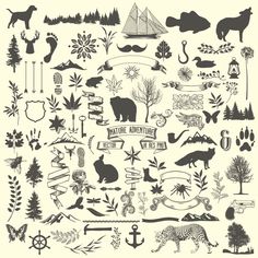 an illustration of various animals and trees