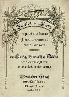 an old fashioned wedding card with the words bespect and reign written on it