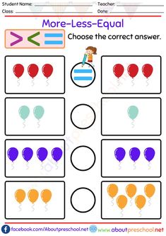 more and less worksheets More And Less Worksheet, Alphabet Letter Worksheets, Worksheet For Kindergarten, Greater Than Less Than, Comparing Numbers, Creative Snacks, Worksheets For Kindergarten