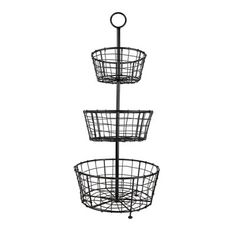 three tiered metal basket holder