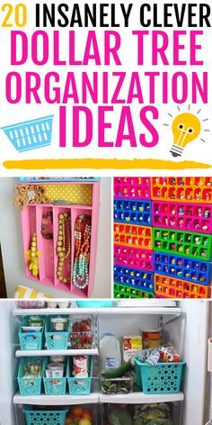 dollar tree organization ideas with text overlay