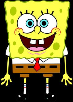 the spongebob is wearing a red tie and green polka dot shirt with his eyes wide open