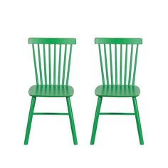 two green chairs sitting next to each other