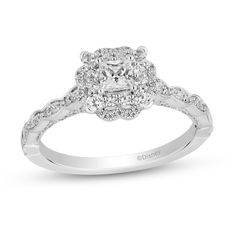 a white gold engagement ring with diamonds